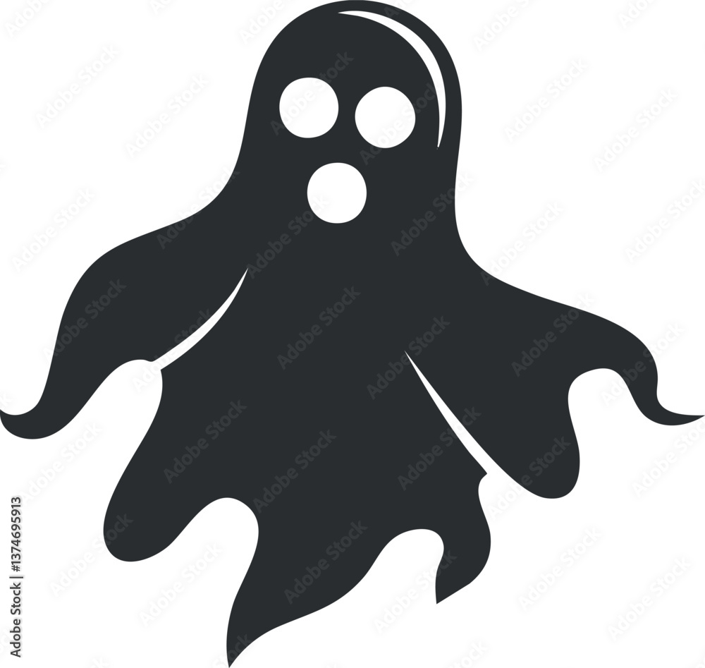 Black and white cartoon ghost illustration with a spooky expression, ideal for Halloween themes. Black and white cartoon ghost illustration with a spooky expression, ideal for Halloween themes.