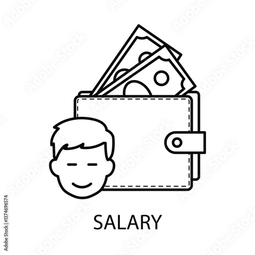 Vector icon for salary. A minimalist design featuring a dollar symbol and paycheck concept.