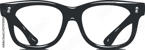 Black vintage-style eyeglasses with clear lenses on a white background, emphasizing fashion and vision.