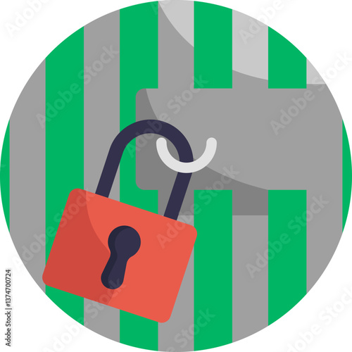 A padlock symbolizing security and confinement in a prison setting.