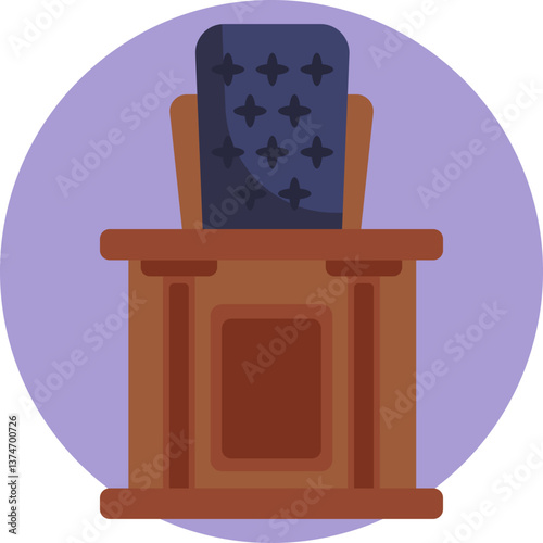 A high-backed chair symbolizing the seat of authority in a courtroom.