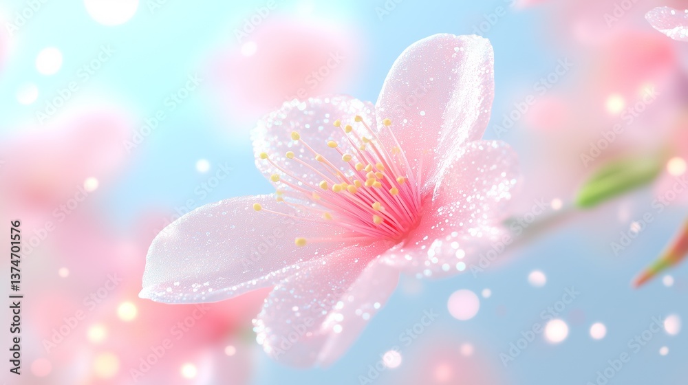 Fototapeta premium Macro close-up red cherry blossom