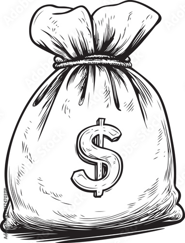 Money bag illustration with dollar sign in