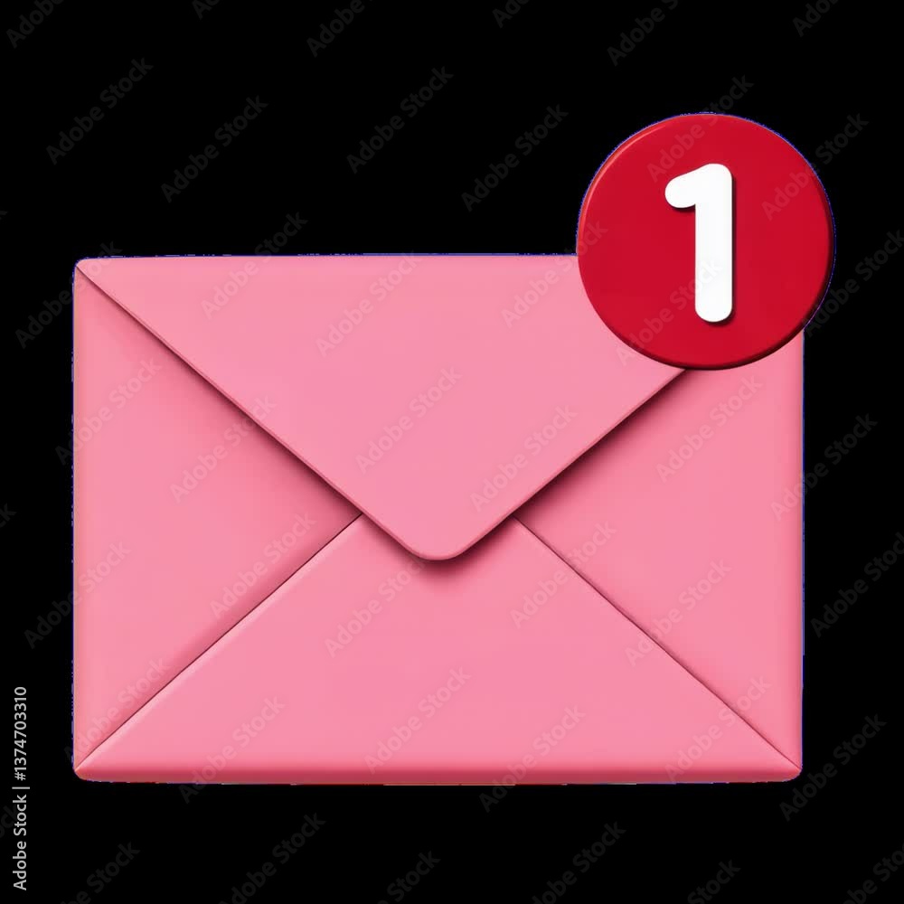 Pink envelope with new email animation isolated asset, transparent 4K video, alpha channel, ProRes 4444 Pink envelope with new email animation isolated asset, transparent 4K video, alpha channel, ProRes 4444