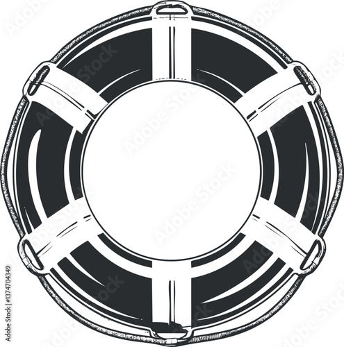 Illustration of a lifebuoy ring, a safety device used in water rescue situations.