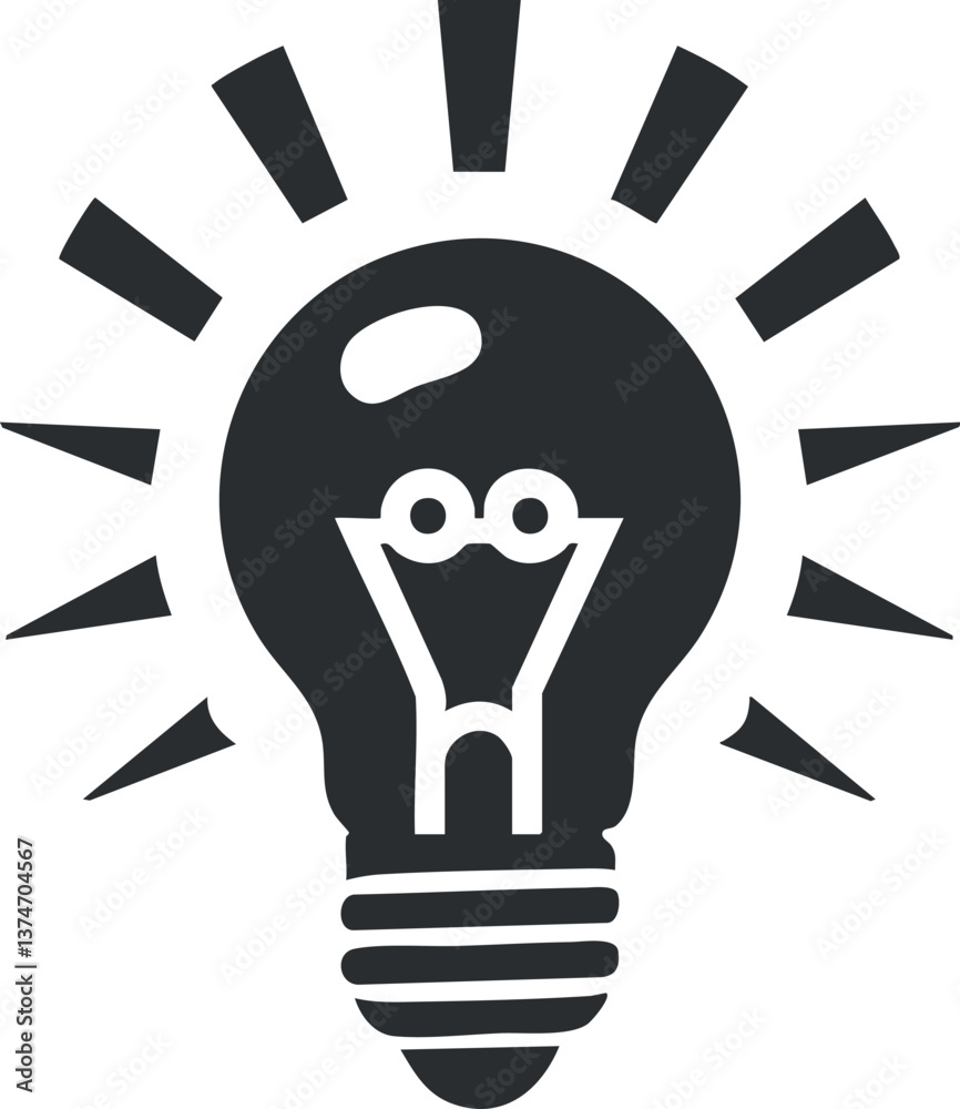 Black and white lightbulb icon symbolizing innovation, creativity, and bright ideas in a simple design. Black and white lightbulb icon symbolizing innovation, creativity, and bright ideas in a simple design.