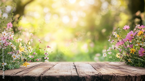 wildflowers spring to summer in the grass behind wooden path