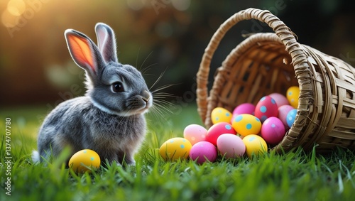 easter bunny and easter eggs