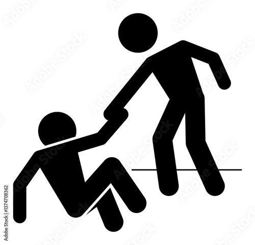 a helping hand icon symbol, emotional support, rescue gesture, empathy concept, isolated flat vector illustration