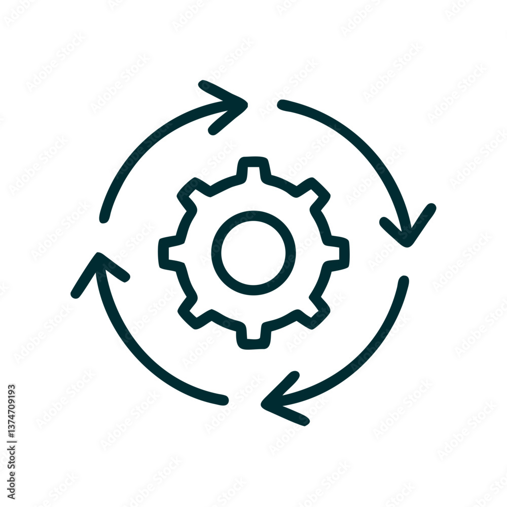 Gear symbol representing workflow and efficiency in motion Gear symbol representing workflow and efficiency in motion