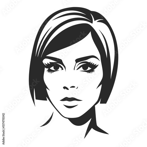 Elegant Woman Silhouette: A stylish and elegant woman with a bob haircut is depicted in a sleek silhouette, showcasing timeless beauty and sophisticated charm.