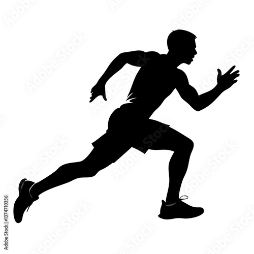 Silhouette of Speed: A dynamic silhouette captures the raw power and dedication of a runner in full stride, embodying the essence of speed, athleticism, and determination.