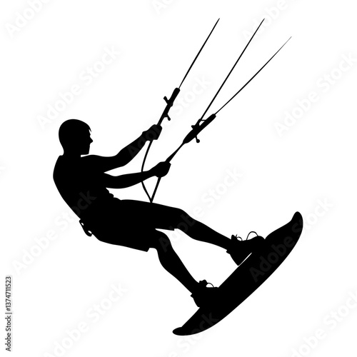Kiteboarding Silhouette: A dynamic silhouette of a kiteboarder soaring through the air, capturing the exhilaration and power of this extreme sport.