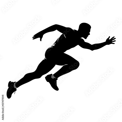 Runner Silhouette: Dynamic silhouette of a male athlete sprinting, capturing the energy and determination of a runner in motion.