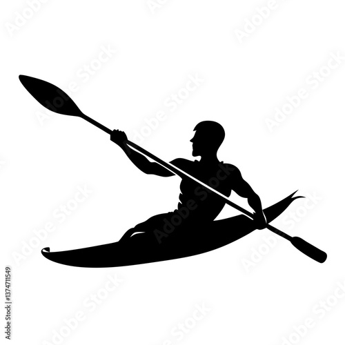 Paddle Power: An silhouette kayaker demonstrates the essence of adventure and outdoor activity with every powerful stroke. It encapsulates the thrill of paddling in a visual tribute.