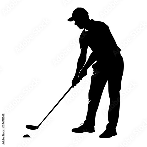 Golf Silhouette: A dynamic silhouette of a golfer swinging a club, capturing the essence of focus, precision, and power on the green.