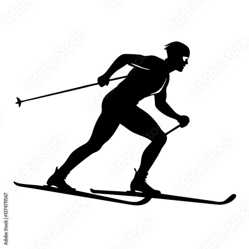 Silhouette of a Skier: A dynamic silhouette of a skier gliding gracefully across snow, embodying the thrill and passion of winter sports.