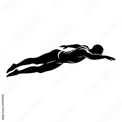 Dynamic Dive Silhouette: A silhouetted figure executes a graceful dive, the fluidity and power of the movement captured in stark contrast, conveying athleticism and dedication.