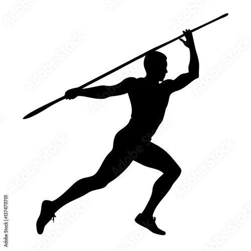 Silhouette of a Javelin Thrower: The powerful silhouette of an athlete, frozen in a dynamic pose, embodies the raw strength and focused precision of javelin throwing.