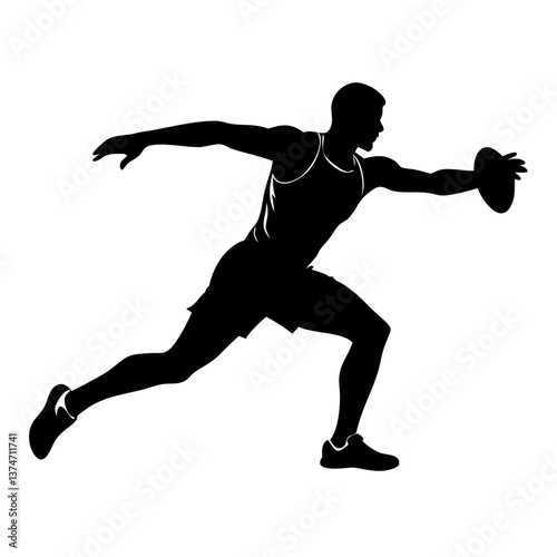 Silhouette of Discus Thrower: A dramatic silhouette of an athlete in motion, poised to launch the discus, capturing the raw power and precision of this athletic event.