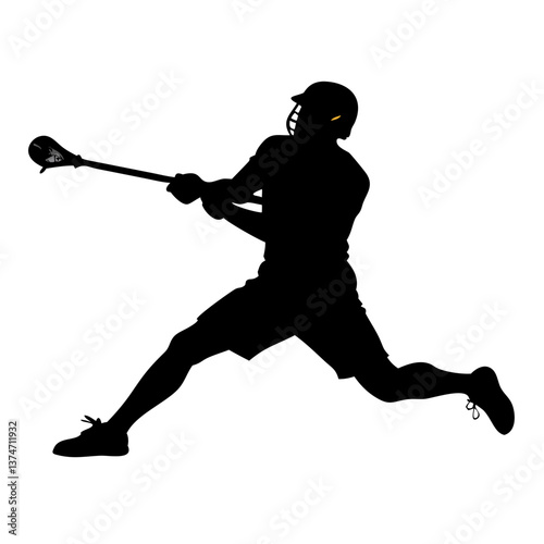 Lacrosse Action: A dynamic silhouette of a lacrosse player, captured mid-shot, showcasing the sport's athleticism and energy.
