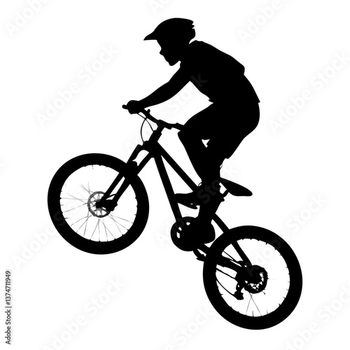 Mountain Biking Silhouette: A bold, dynamic silhouette of a mountain biker in mid-air, showcasing the exhilarating rush of speed and daring maneuvers.