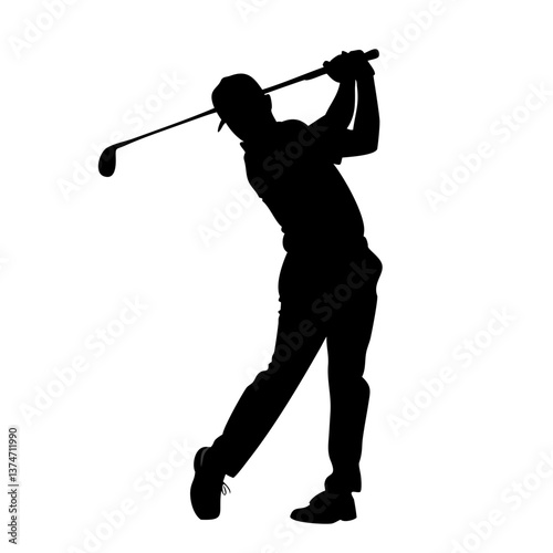 Golf Swing Silhouette: A dynamic silhouette captures the power and precision of a golfer's swing, emphasizing the elegance and athleticism inherent in the sport.