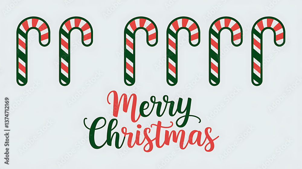 Obraz premium Christmas candy cane graphic with Merry Christmas lettering Modern festive and minimalist design