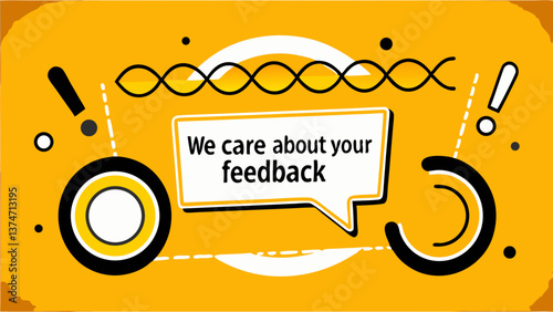 Feedback Matters: A bold graphic showcases the importance of feedback, featuring a central message bubble expressing the value placed on user input, set against a modern, dynamic.