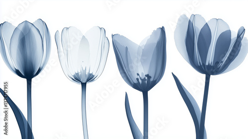 Blue tulip x-ray pack in minimalist floral style