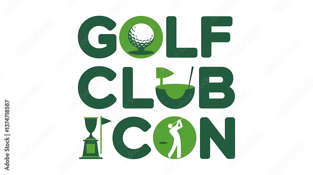 Bold stylized text-based logo for a golf club competition incorporating golf-related icons within the lettering Bold stylized text-based logo for a golf club competition incorporating golf-related icons within the lettering