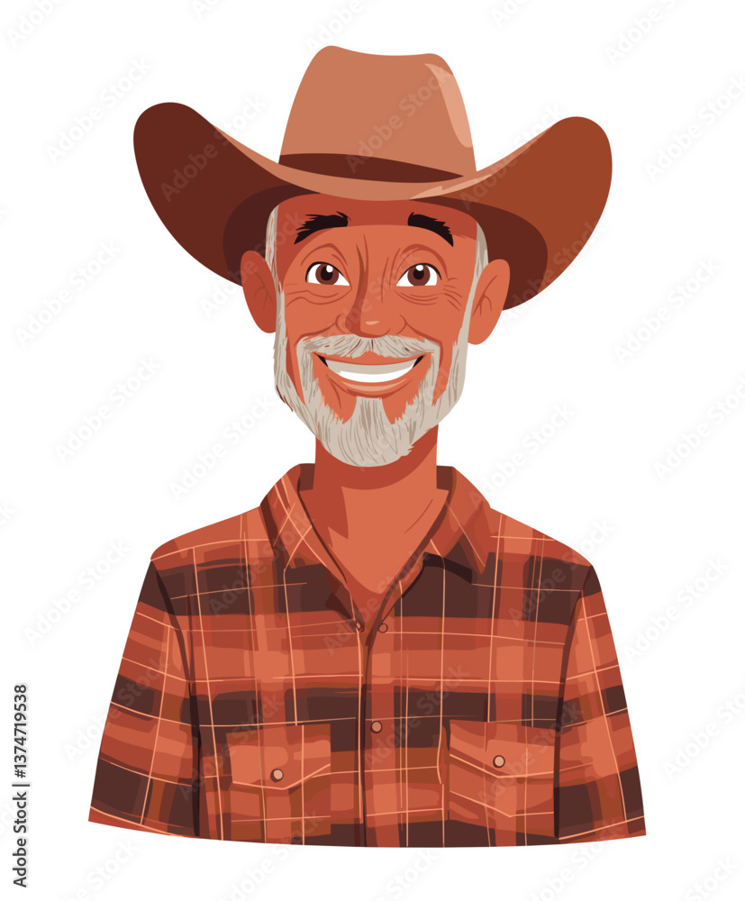 Fototapeta premium Relaxed elderly Hispanic man wearing a cowboy hat enjoys a peaceful moment in a sunny outdoor setting