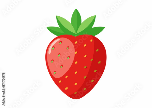 Fresh ripe strawberry isolated on white background with green leaf