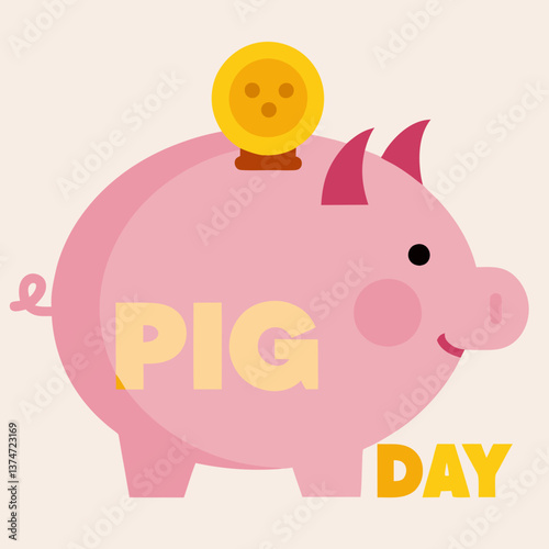 vector graphic design world thrift day pink pig