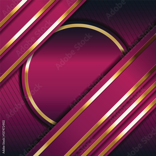 Vector color abstract geometric banner with gold shapes.