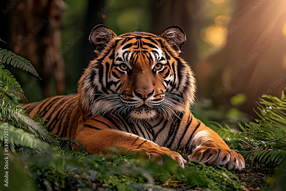 Obraz premium Tiger in Forest Sunlight (1)