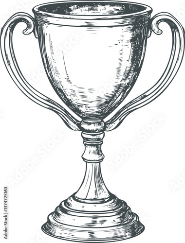 Illustration of vintage trophy cup in black
