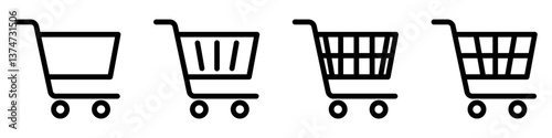 Shopping cart icon.Full and empty shopping cart symbol