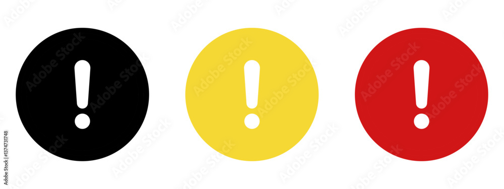 Caution warning signs set. Exclamation marks Caution warning signs set. Exclamation marks