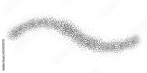 Vector dotted brush with black scattered dots isolated on white background, perfect for digital illustration, grunge texture, halftone hatching and artistic design.