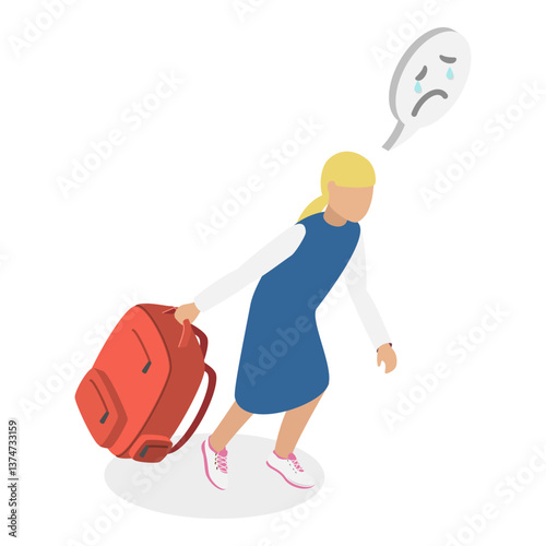 3D Isometric Flat Vector Illustration of Exhausted Schoolchildren, Tired Students Struggling with Academic Demands. Item 1