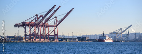  Empty Containers cranes in Seattle Harbor, Washington