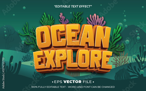 Ocean Explore 3d text effect editable game title style