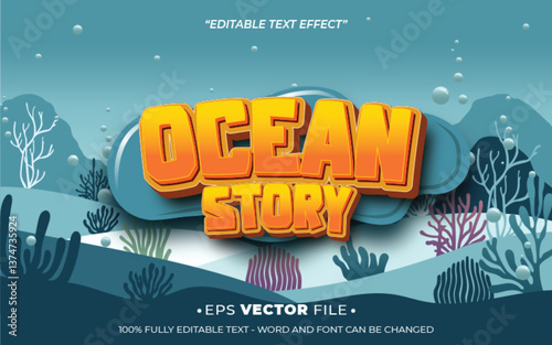 Ocean Story 3d text effect editable game title style