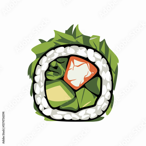California Roll Sushi Illustration with Tuna and Avocado