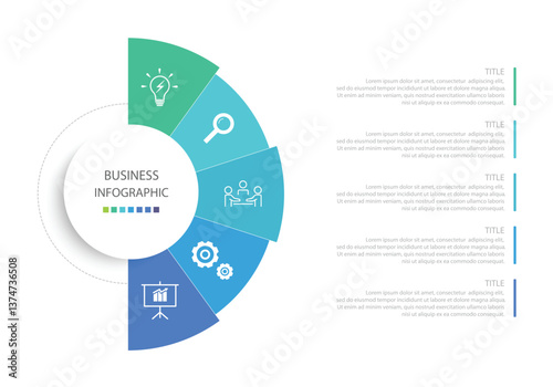 Business infographics line process with template with icons and 5 options or steps.infographics of business,idea,meeting,process,report.for infographics design template