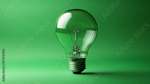 A green lightbulb symbolizing innovation, creativity, and eco-friendly solutions, set against a clean, modern background to highlight sustainability and new ideas.

