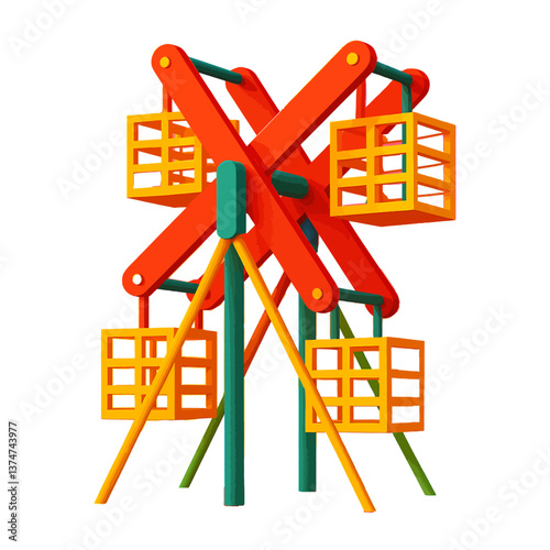 Vibrant Traditional Ferris Wheel Illustration for Baisakhi Festival