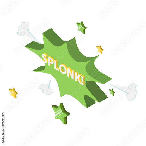 3D Isometric Flat Vector Illustration of Comic Sound Effects , Speech Bubbles with Dot Pattern. Item 4