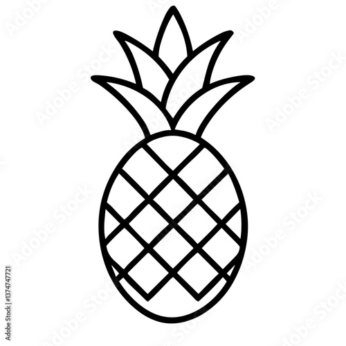 Pineapple Icon for Food Apps, Tropical Recipes, Summer Party Graphics, Fruit Product Marketing, and Vacation Themed Design Materials